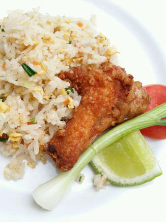 Fries rice with fries chickenの素材