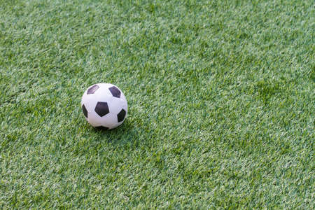 Football on the green grassの写真素材