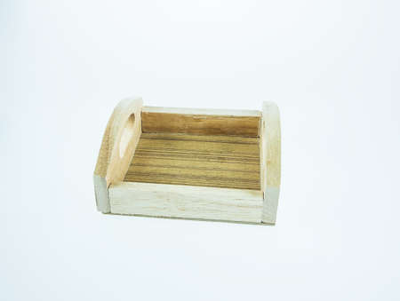 Wooden box on white background,の写真素材