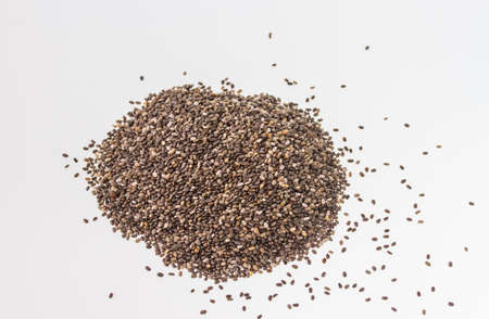 chia seeds on white background, closeup chia seeds,の写真素材