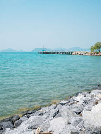 old jetty at sea of thailandの写真素材