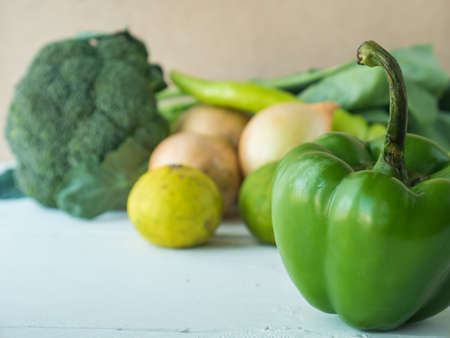 Bell pepper on vegetable background.の写真素材