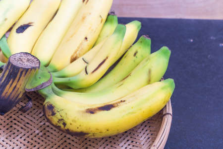 Banana on wooden background,の写真素材