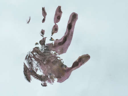 Two Hand color in white paper background,の写真素材