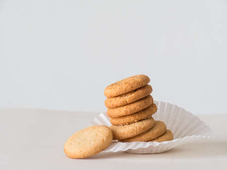 Cookie in white paper background and white,の写真素材