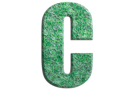 Alphabet letters made from grass on white background,の写真素材