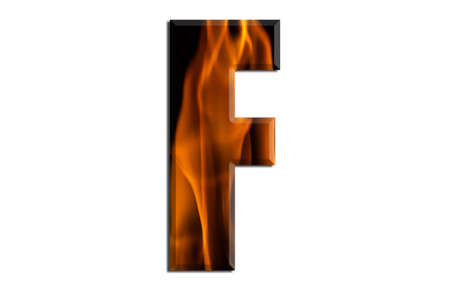 Beautiful alphabet on fire and on black background,の写真素材