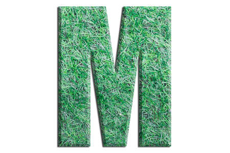 Alphabet letters made from grass on white background,の写真素材