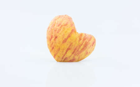 apple with heart shape Isolated on white background,の写真素材