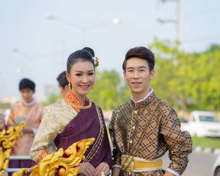 KHONKAEN,THAILAND-NOVEMBER 3, 2017:Thai cute girls and boys participate in a carnival to celebrate...