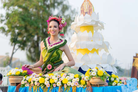 KHONKAEN,THAILAND-NOVEMBER 3, 2017:Thai cute girls participate in a carnival to celebrate the Loy...