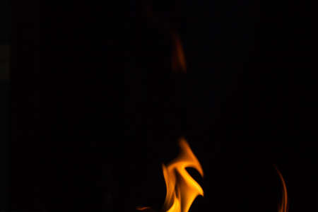 Beautiful fire flames, isolated on black background, 2 fire flames,