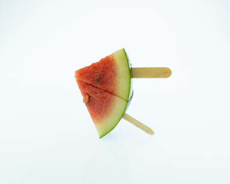 Watermelon ice cream on white background,