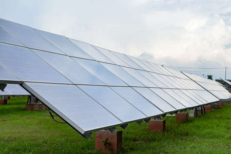 solar panel on sky background,の写真素材