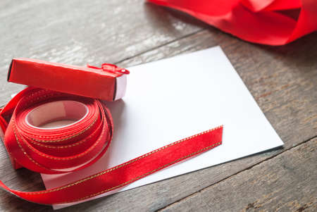 Preparing Red gift box and Cardの写真素材