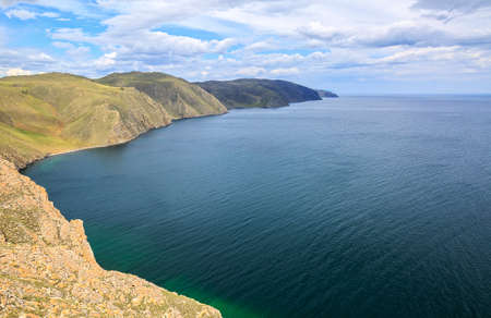 Top view on the shore of lake Baikalの写真素材