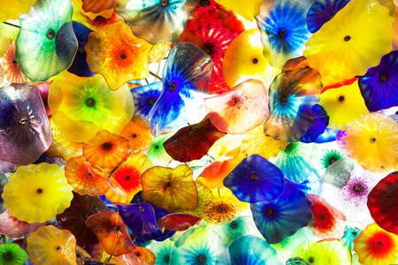 Colorful Fine Art Ceiling of Bellagio Casino and Hotel in Las Vegasのeditorial素材