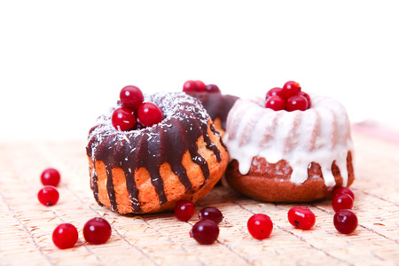 Sweet fresh desert cakes on the tableの写真素材