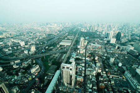 Big modern city with tall buildings, view from aboveの写真素材