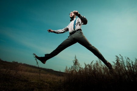 Redneck nerd man in glasses with beard outdoorの写真素材