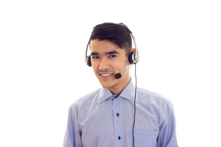 Young man using headphones