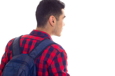 Young man with backpackの写真素材