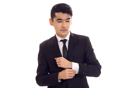 Young man in black tuxedoの写真素材