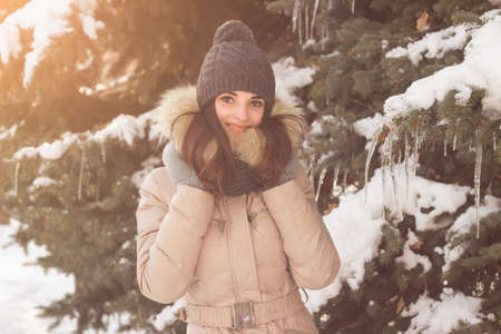 Smiling girl in the parkの写真素材