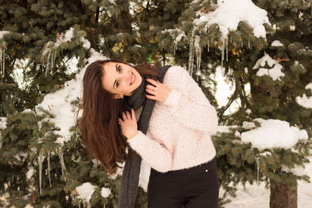Young woman in winter parkの写真素材