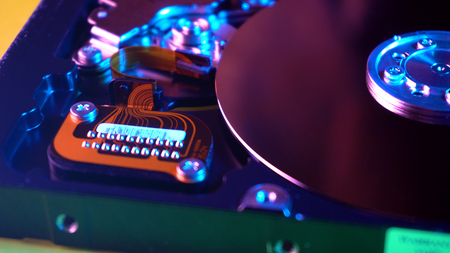 Close up photo view of inside HDD storage