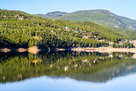 Mountains and lake in Colorado, USAの写真素材