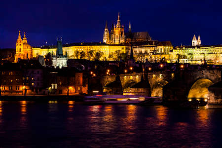 Prague Castle with the Vlata Riverのeditorial素材