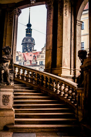 Stairway leading up to the Zwinger in Dresden, Germanyのeditorial素材
