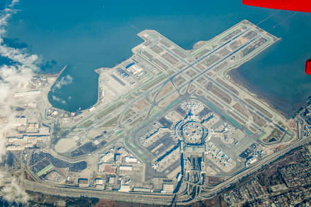 Aerial view of San Francisco International Airportの写真素材
