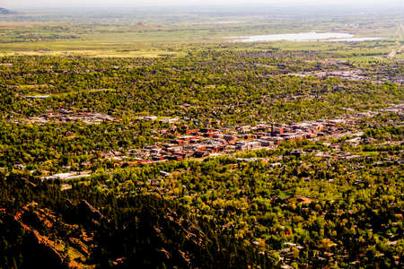 Overlooking downtown Boulder, Colorado from the nearby Flatirons
