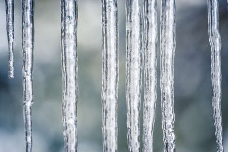 Icicles with snowy winter background