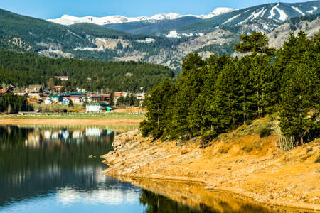 Mountains and lake in Colorado, USAの写真素材