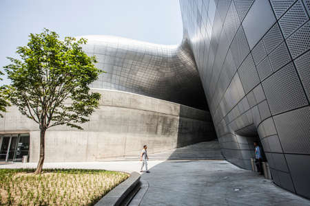 Seoul, South Korea - 14 May, 2014: Dongdaemun Design Plaza, designed by Zaha Hadid, in downtown Seoul.のeditorial素材