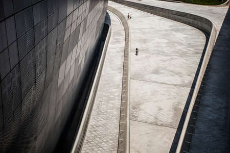 Seoul, South Korea - 14 May, 2014: Dongdaemun Design Plaza, designed by Zaha Hadid, in downtown Seoul.のeditorial素材