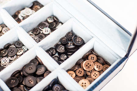 Buttons used for bespoke tailored suitsの写真素材