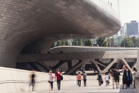 Seoul, South Korea - 14 May, 2014: Dongdaemun Design Plaza, designed by Zaha Hadid, in downtown Seoul.のeditorial素材