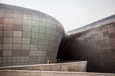 Seoul, South Korea - 14 May, 2014: Dongdaemun Design Plaza, designed by Zaha Hadid, in downtown Seoul.のeditorial素材