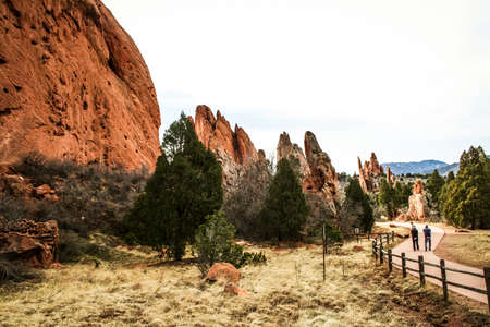Colorado Springs, USA - 14 March, 2007: Garden of the Gods, a park with special rock formations near Colorado Springs, Colorado, USA.の写真素材