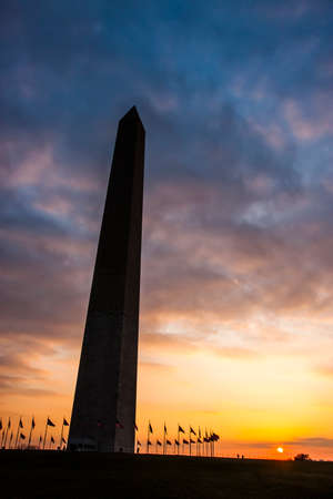 The Washington Monument at sunset on an autumn dayの写真素材
