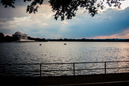 The Jefferson Memorial in Washington DC at sunsetのeditorial素材