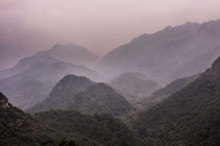 Jianko section of the Great Wall of China, which has not been renovated and remains in a natural stateの写真素材
