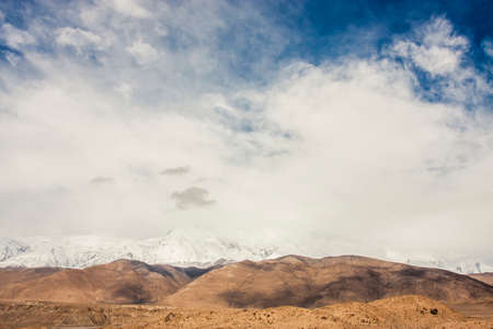 View of the Karakoram mountain range in northern Pakistan and western Chinaの写真素材