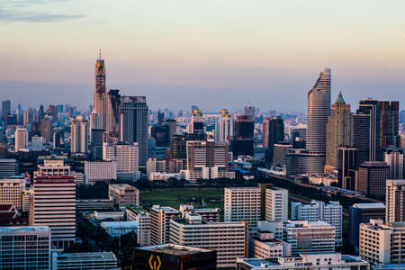 Bangkok, Thailand - 17 December, 2016: View of the Bangkok Skyline from the central business district, Silom.のeditorial素材