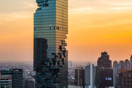 Bangkok, Thailand - 17 December, 2016: View of the Bangkok Skyline with MahaNakhon, Thailand's tallest building.のeditorial素材