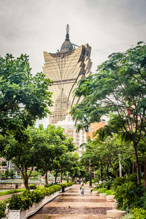 Macau, China - 9 June, 2009: Iconic Grand Lisboa Casino on the main island of Macau, a gambling cityのeditorial素材